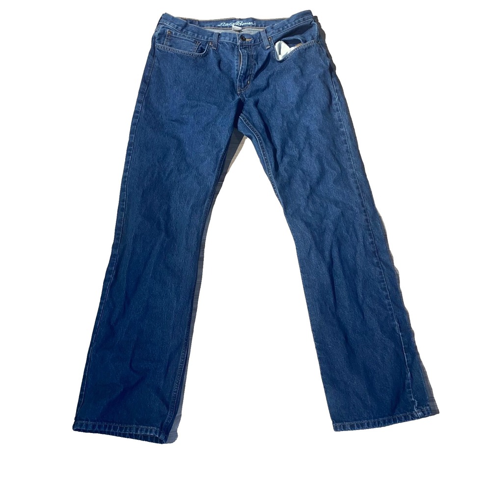 Y2K Eddie Bauer Mens‎ Blue Denim Regular Fit 5-Pocket Straight Jeans Size 35X34